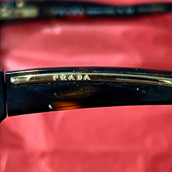 Prada Black Rectangular Women's Glasses with Gold Temples - Picture 5 of 16